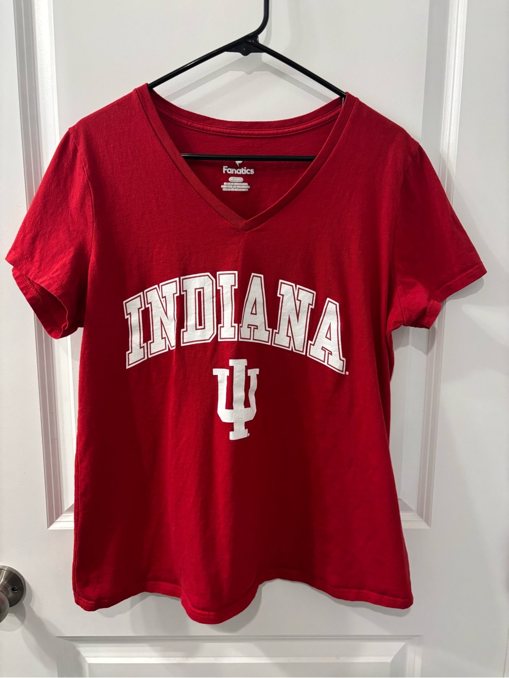 Fanatics Red Indiana Hoosiers V-Neck Tee with White Logo XL